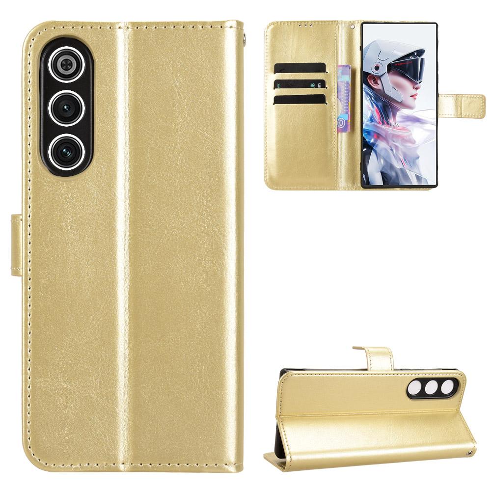 For ZTE nubia RedMagic 10 Air 5G PU Leather Case with Strap Crazy Horse Texture Phone Wallet Cover