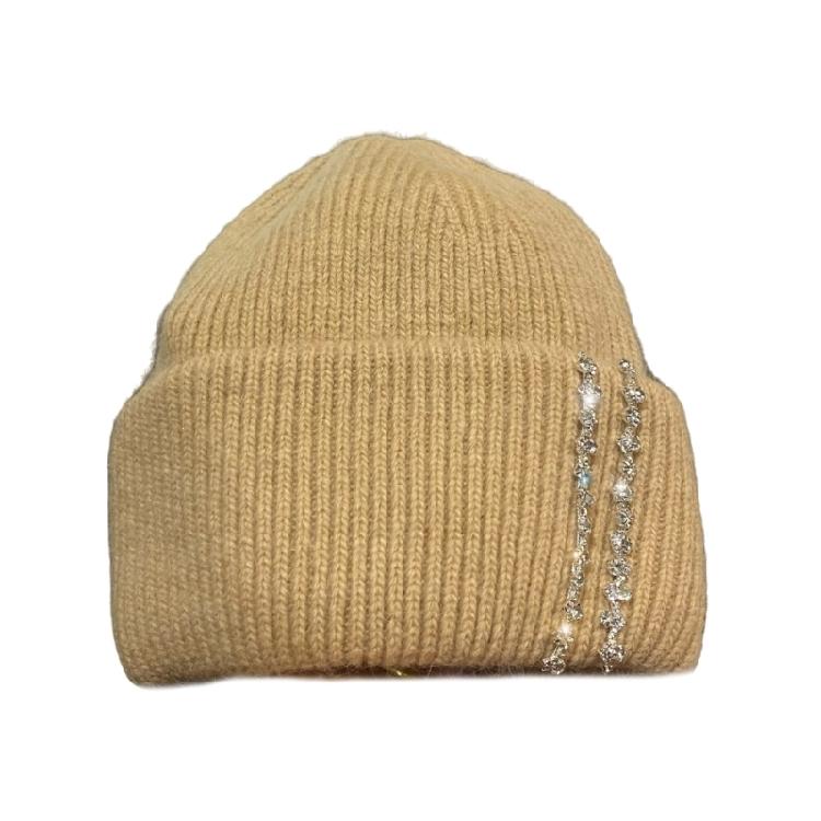 Rhinestones Unisex Hats Outdoor Fuzzy Winter Hat Handmade Protable Hat Suitable for Various Head Size