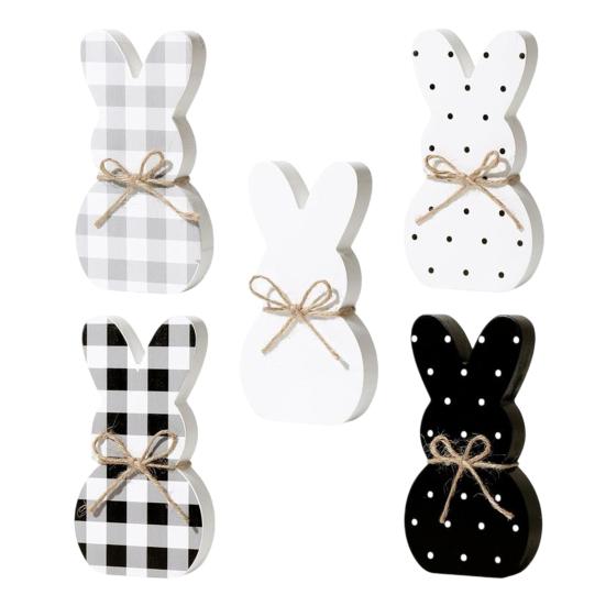 1 Set Easter Rabbit Table Sign Farmhouse Rustic Bunny Decoration Home Office Spring Easter Holiday Party Table Centerpiece Ornament