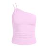 Women One Shoulder Sleeveless Tank Top with Built In Bra Pad Fitted Asymmetrical Strap Camisole for Casual or Daily Wear