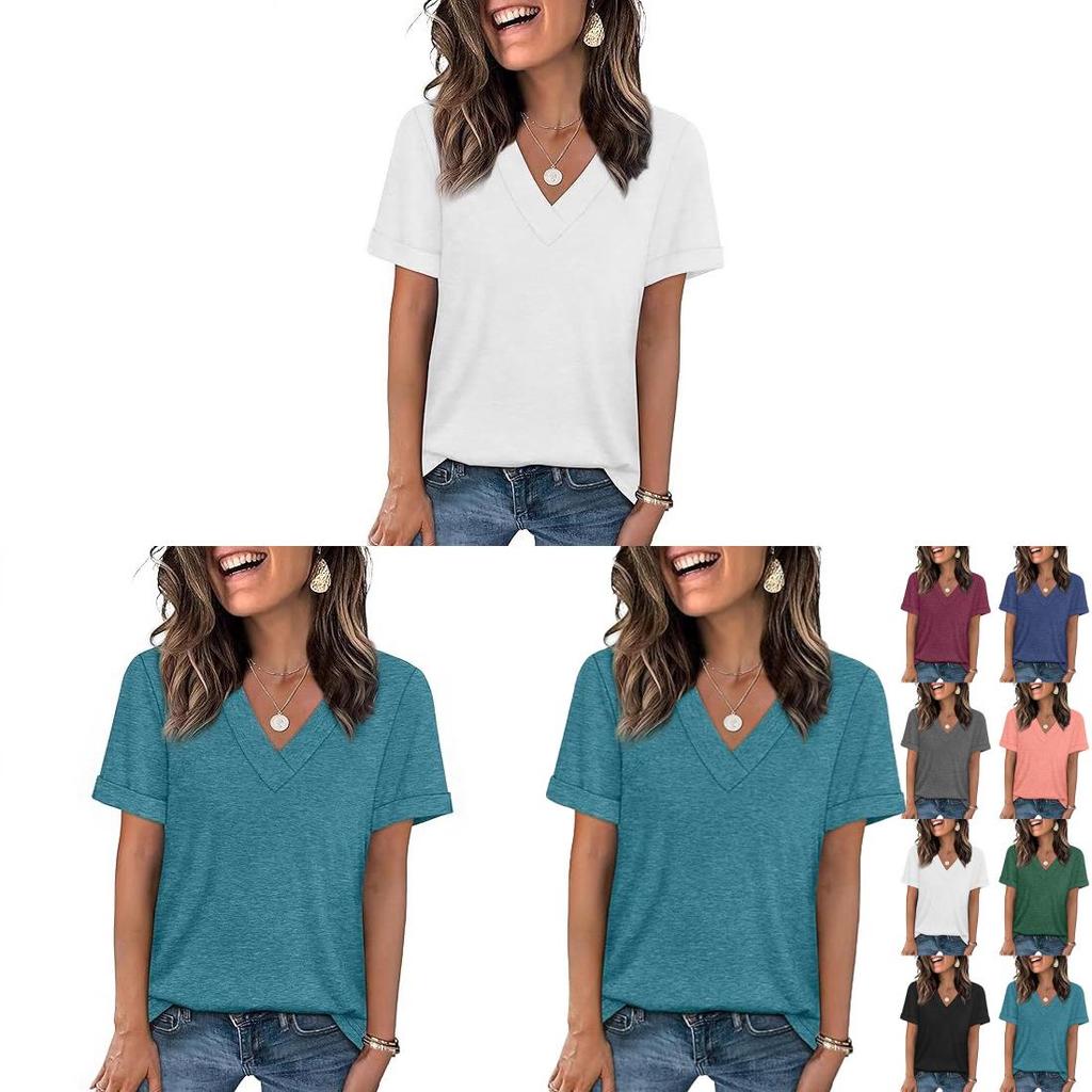 Casual Womens T Shirt With V Neck And Cotton Fabric For Summer And Spring Comfort
