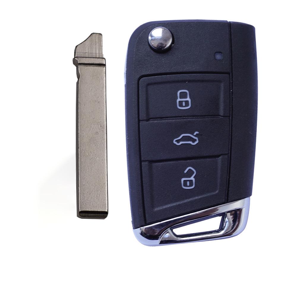 Compatible Shell for Volkswagen T-Roc, Tiguan, Lavida Plus, Skoda Folding Remote Key HU162T (3-Button)
