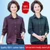 New Long-Sleeve Cotton Plaid Shirt for Women Aged 50-60