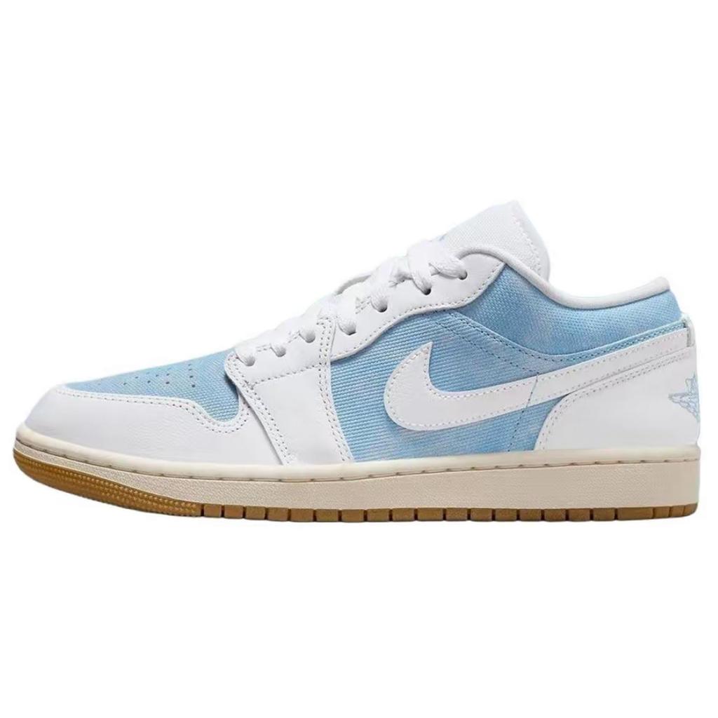 Jordan Air Jordan 1 Cushioning Slip Resistant Abrasion Resistant Vintage Basketball Shoes Women's White Blue HQ2004-400(Team-)-Random Packaging Bags