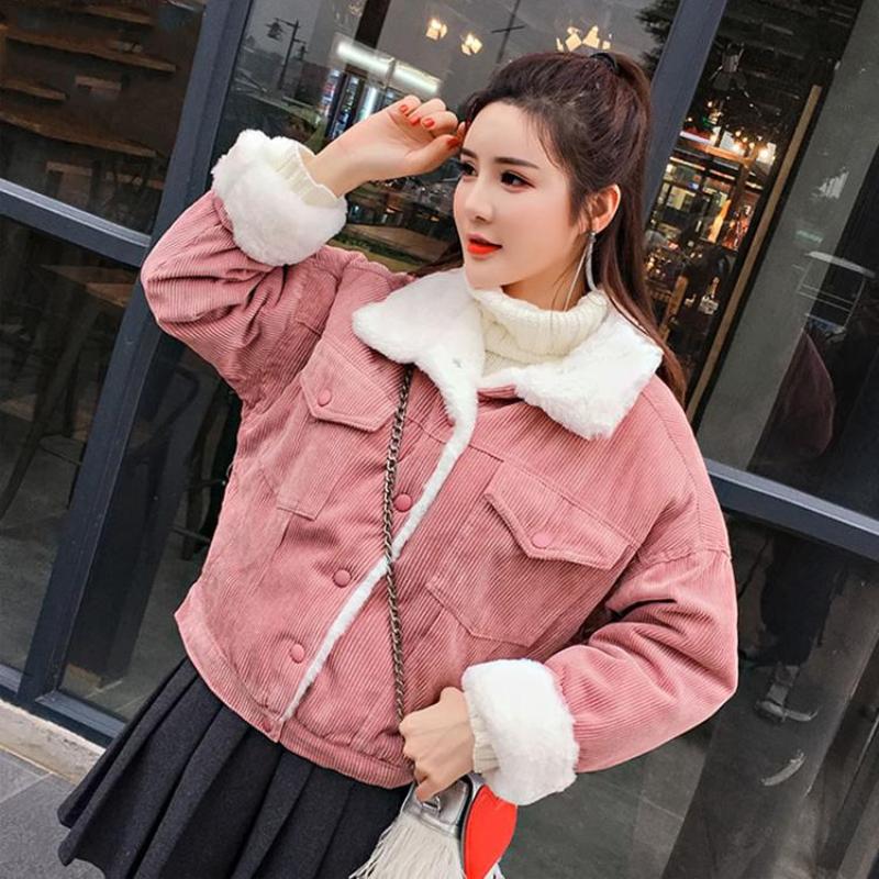 

Утепленная куртка из овечьего бархата с длинным рукавом на одной пуговице 2XL розовый