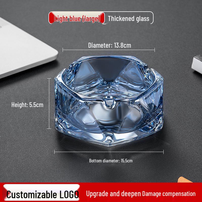 Crystal Glass Ashtray: Elegant, Fly-Repellent Design for Home or Office