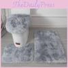 Non Tie Dye Slip Mat Fluffy Plush Bathroom Toilet Seat Cover Carpet 3 Piece Set