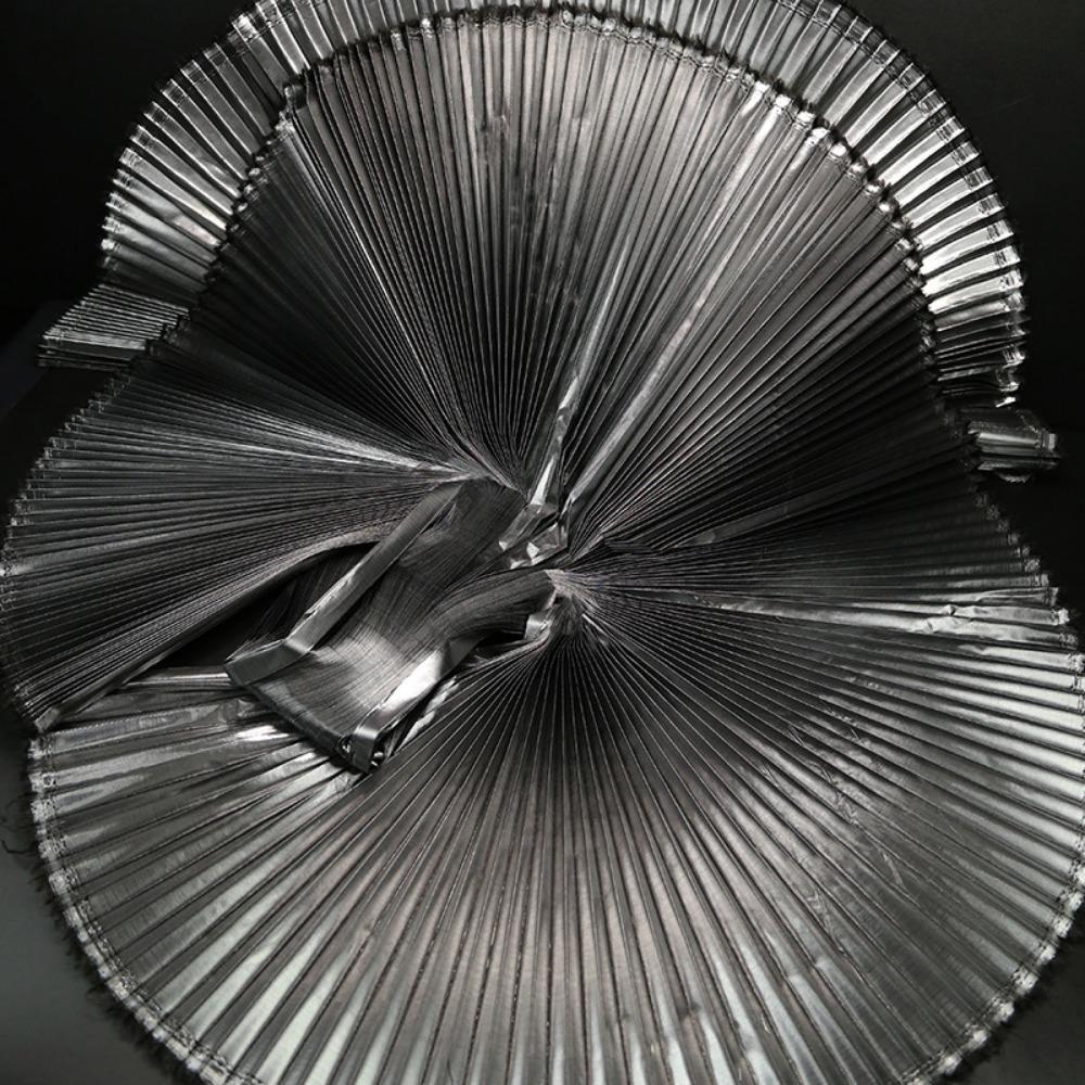 

Fashion 150cm Wide Metallic Pleated Fabric Large Polyester Accordion Fabric Organ Fabric Wedding Gold Decoration сірий