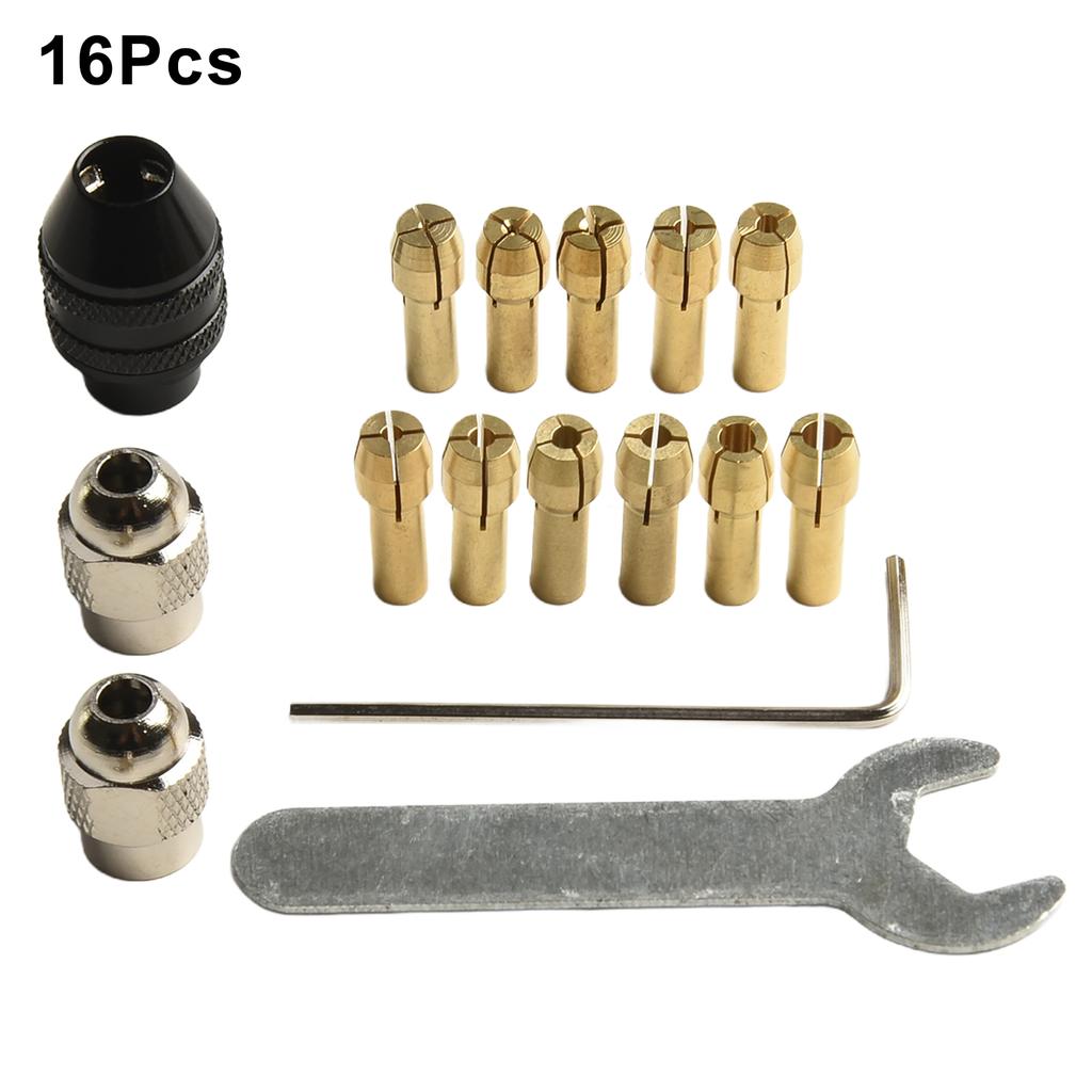 Replacement Chuck Brass Collet Kit 0.5mm To 3.2mm Sizes Quick-Change Keyless Strong Grip Design Versatile Collet Nut