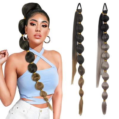 Synthetic Long Straight Bubble Ponytail Extension for Women Ponytail  Lantern Wrap Around Ponytail