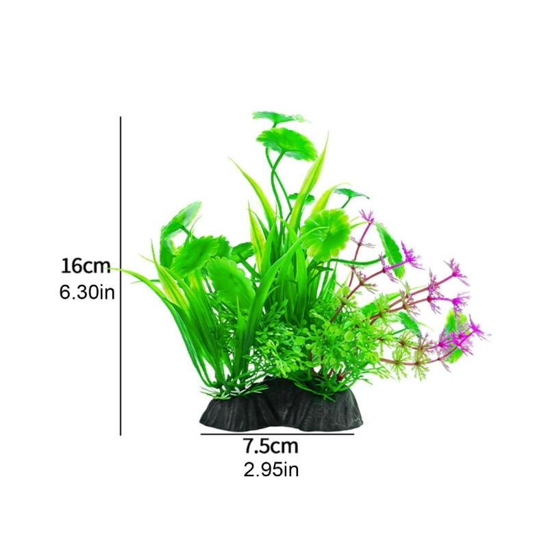 5PCS Life Like Plant Fishtanks Decoration Artificial Water Plant with Base for Office Commercial Use Aquariums Landscape