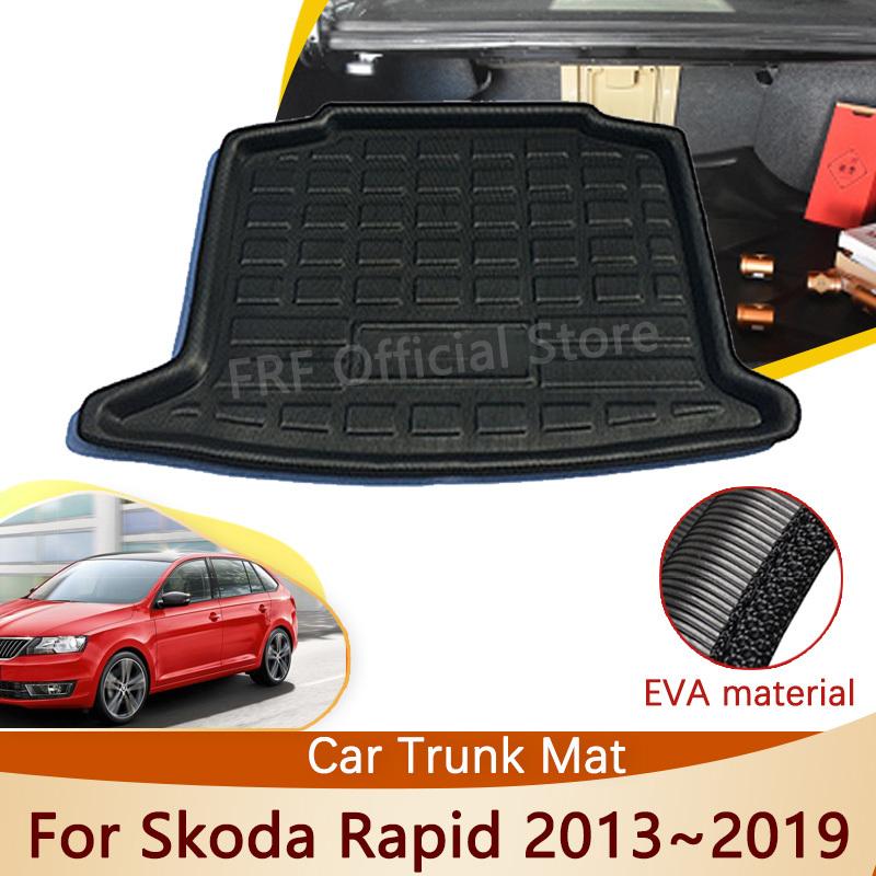 Для Skoda Rapid 2013~     2018 2017 2016 2015 Аксессуары Коврик в багажник Поддон на пол Водонепроницаемый Ковер в багажник