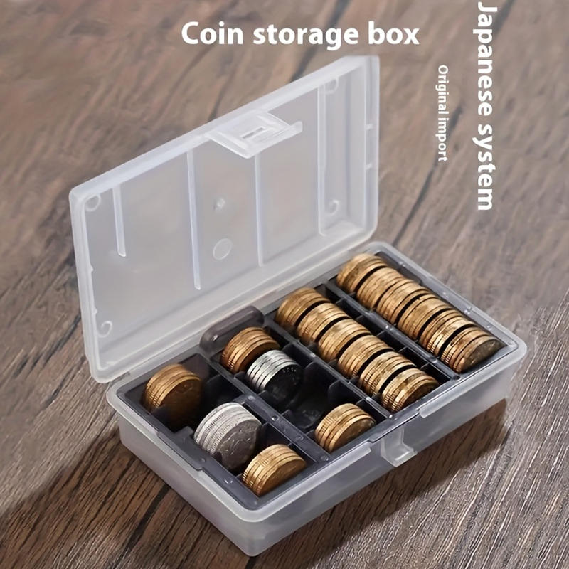 1 Stück Multifunktionale Münzaufbewahrungsbox mit blauem oder schwarzem Innenfach zur Organisation von Sammlermünzen Haushalts- und Büroaccessoire