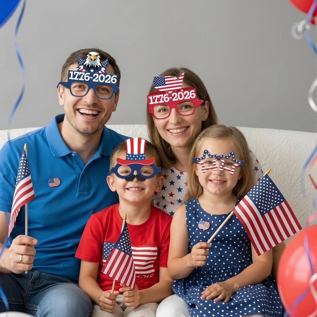 13Pack Glasses, Patriotic Photo Booth Props, American Flag Eyeglasses For Independence Day Party Decorations Favors