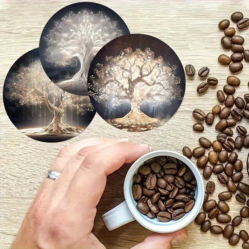 6pc Set of Tree of Life Coasters, Heat-resistant and Non Slip, Perfect for Decorating Holiday Parties In Homes and Coffee Shops