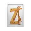 Żyrafa Z Literką Z - Plakat Dla Dzieci Żyrafa Z Literką Z - Plakat Dla Dzieci, 70X100 Cm, Rama Drewniana Jasny Dąb, Papier Matowy 230 Gsm