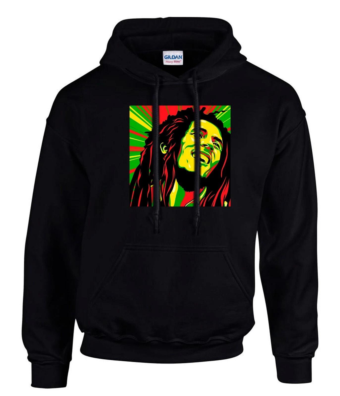 BOB MARLEY RASTA JAMAICA COLOURS Schwarze Hoodies Kapuzenpullover -3529-SW XXXXL