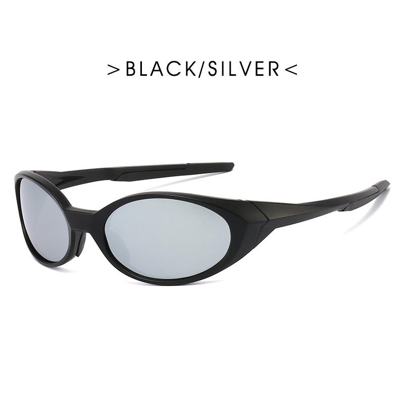 Outdoor Sports Polarized Sunglasses Women Men Unisex Oval Glasses Reflective Mirrored Lens Color Patchwork Shades