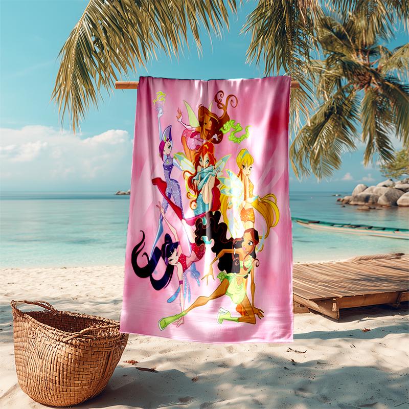 Beach Towel with Winx Club Pattern - soft,absorbent,machine washable Lightweight&Modern,swimming,Travel Essentials