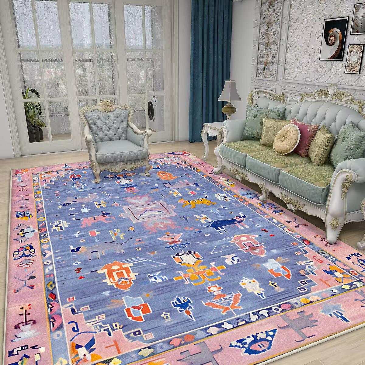 

Retro Abstract Luxury Plush Rugs for Living Room Bedroom Large Area Soft Carpet Fashion Home Floor Mats 60*90cm