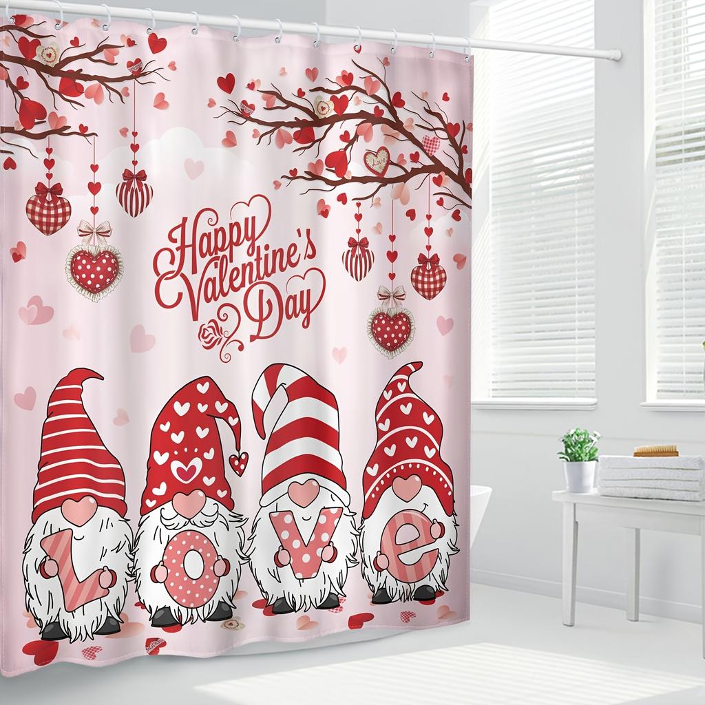 A Valentine's Day Shower Curtain: Celebrate Love and Romance with This Adorable Design Featuring Cute Gnomes In Festive