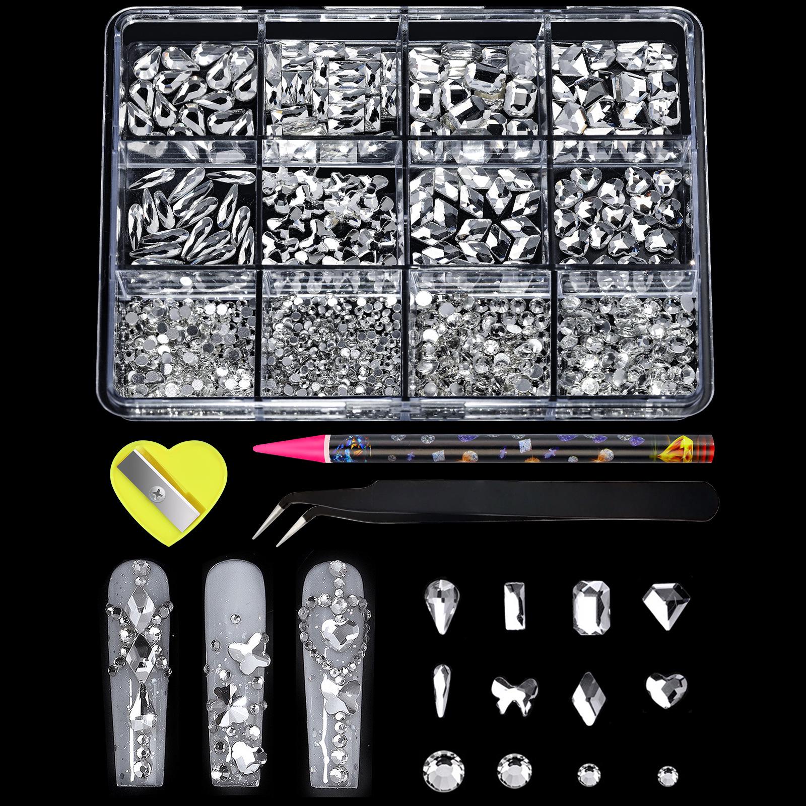 Cross-Border Flat-Bottom Rhinestones: Mixed Style Round Glass Drill Nail Art Accessories