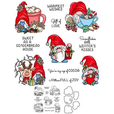 Silicone Gnome Santa Card Decorating Stamps & Metal Embossing Die Set