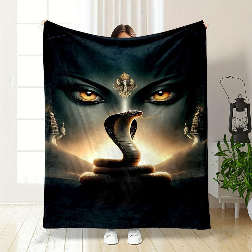 Hindu Goddess Cobra Blanket Bedroom Blanket for Livingroom Couch Lunch Break Soft Throw for Friend's Festival Gift