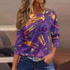3/4 Length Sleeve Womens Tops Floral Print Vintage Fashion Casual Loose With Round Neck Plus Size Shirts