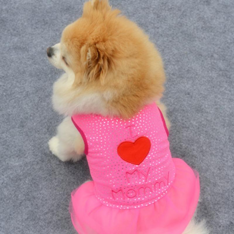 Pet Puppy Clothes Patch Embroidery Love Mom Skirt Love Dad Vest