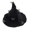 Halloween Knitted Witch Hat with Lovely Butterfly Accent Witch Costume Hat for Adults Costume Parties