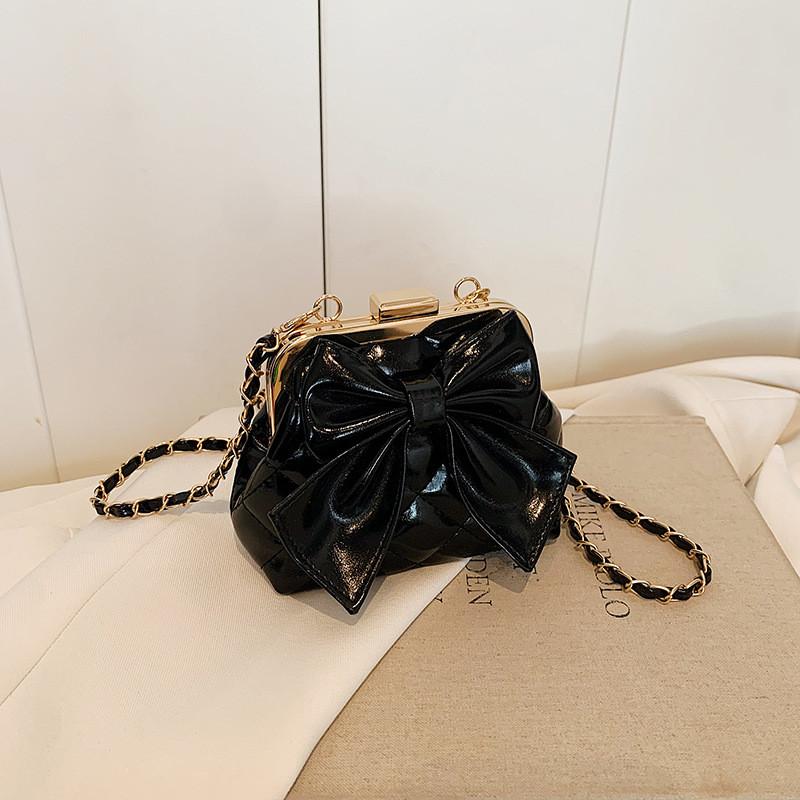 Fashionable French Style Bowknot Mini Wallet Chic Quilted Chain Bag For All Genders
