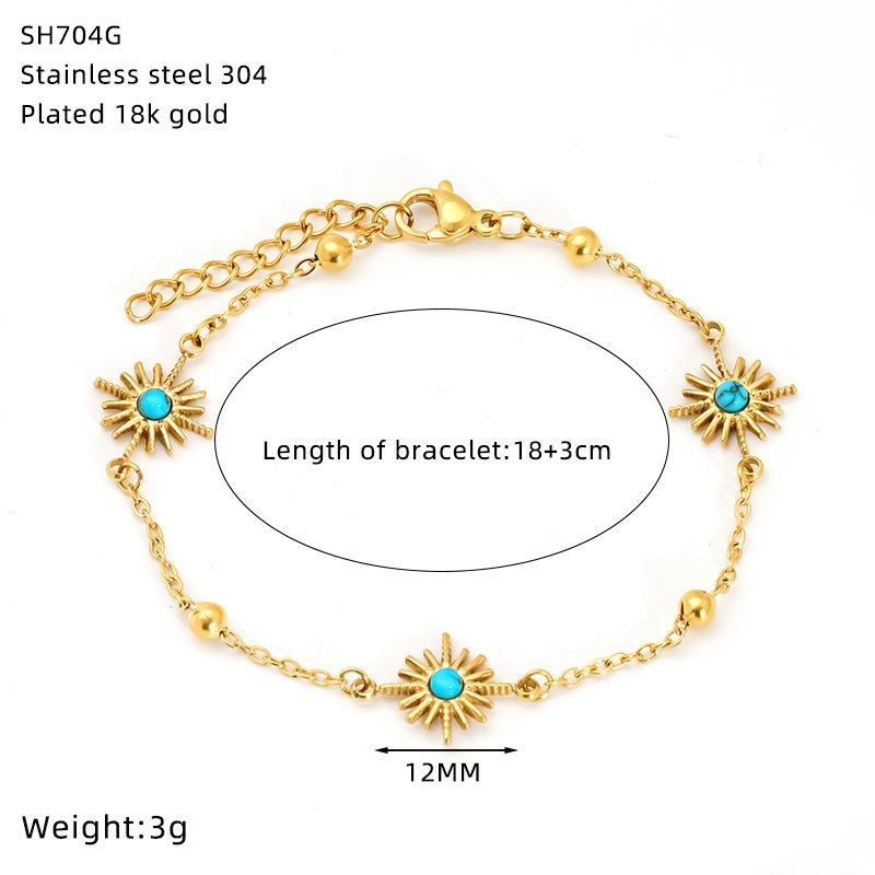 Sunflower Plated Blue Turquoise Zircon High-End Simple Jewelry Bracelet