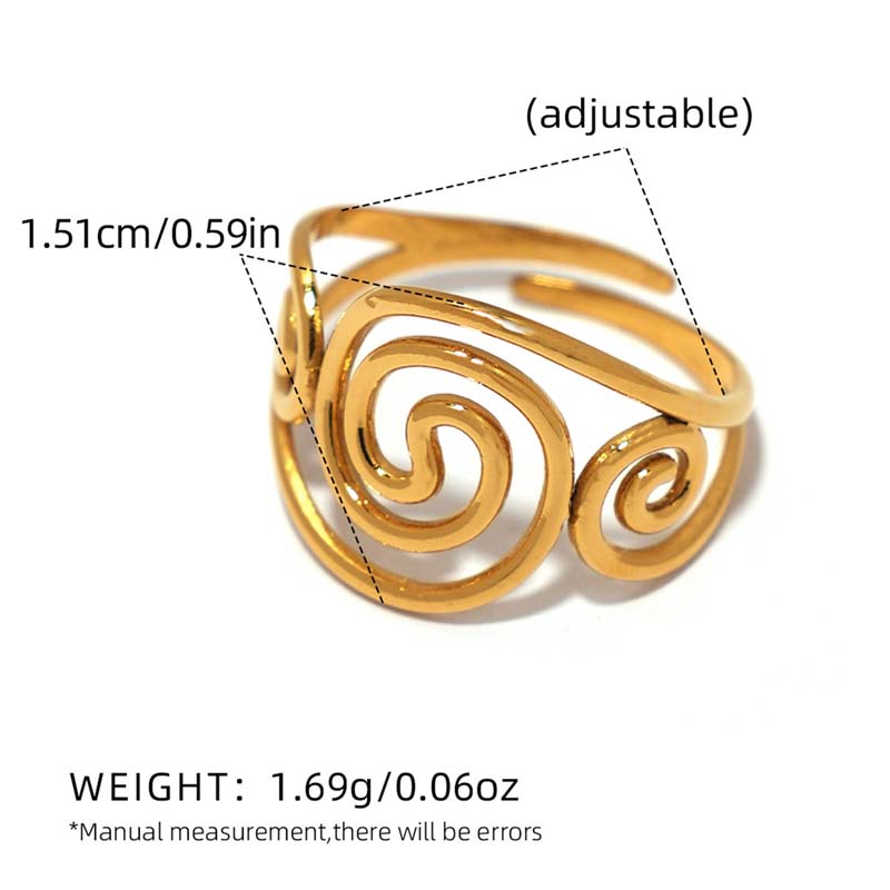 Fashion Metal Hollow Geometric Open Rings For Women Stainless Steel Gold Color Lines Spiral Adjustable Finger Ring Jewelry 2026