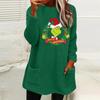 Moletom Feminino Solto de Manga Longa com Estampa do Grinch, Dupla Face em Fleece, com Bolsos e Gola Redonda