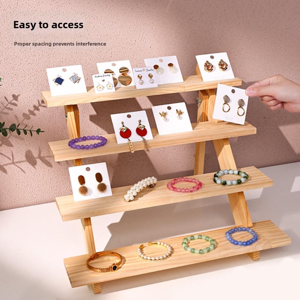 2/3/4 Layer Wooden Jewelry Display Stand Multi Functional Ornament Organizer Display Props