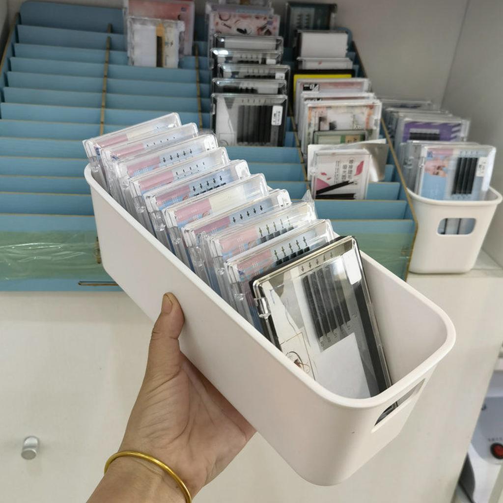 Desk Storage Holder Box Plastic Rectangular Desktop Phone Case Storage Bin Shelf Organizer for Cupboard Cabinet