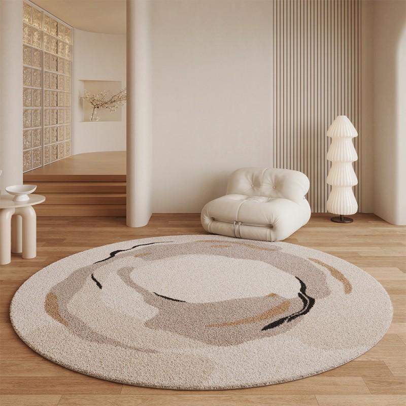 Vintage Luxury Round Rug Soft Faux Cashmere Non-Slip Machine Washable Carpet Elegant Look for Walk-in Wardrobe