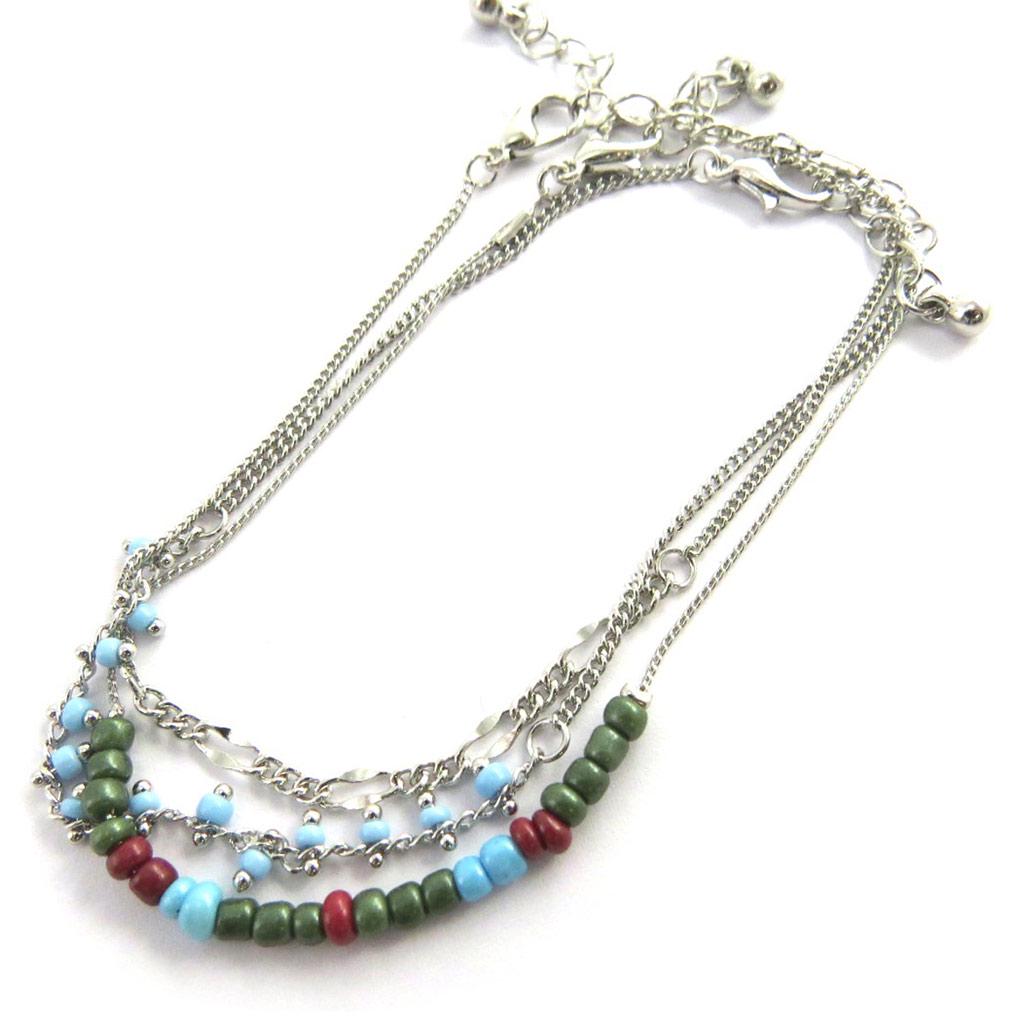 

Les Trésors De Lily [M9319] - Ножной браслет Kilimanjaro сине-зеленый (3 ряда)