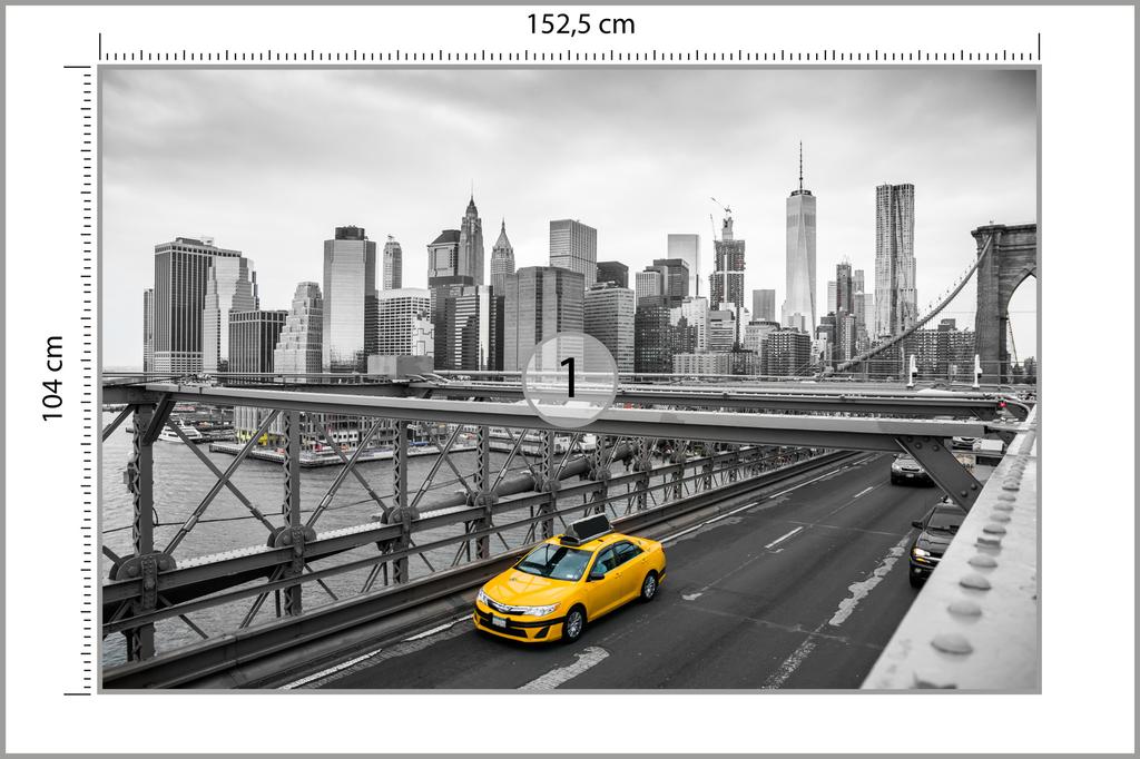 Photomural Taxi Crossing Brooklyn Bridge Non-Woven 152.5x104