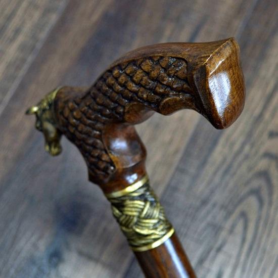 Walking Sticks Carving Wood Reeds Bronze Wooden Handmade Cane Stick Men's Accessories Horse