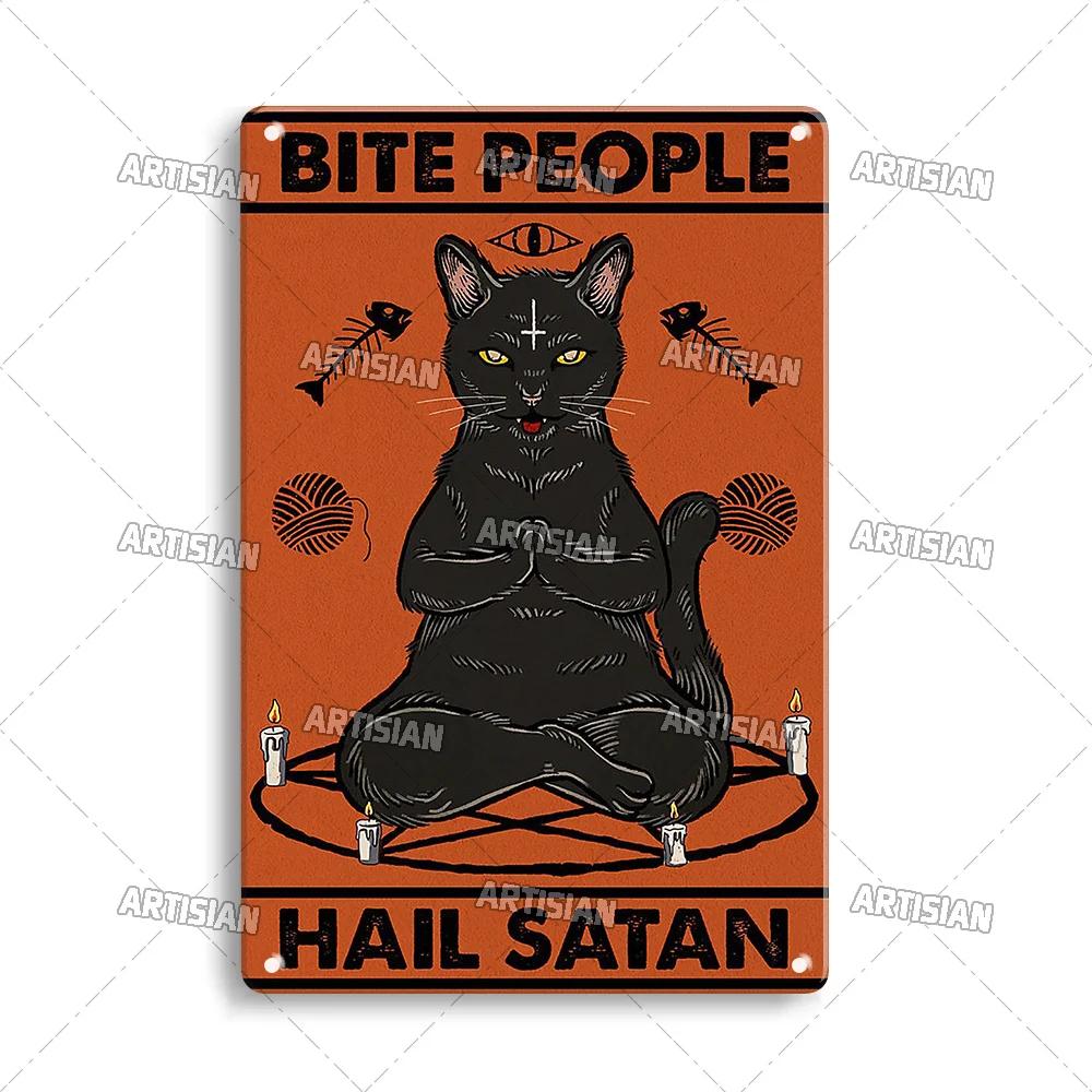 Artisian Animal Sign Black CAT Retro Metal Poster Funny Pet Vintage Decorative Tin Plate Garage Bar Pub Club Home Wall Decor