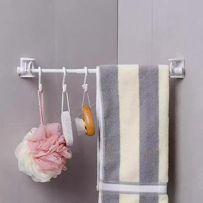 2 Pcs No Drill Adhesive Hooks - 360 Swivel Ring for Curtains & Towel Rods, Plastic for Multi-Room Use