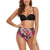 Women's Bikini 2-Piece High Cut Padded Swim Wear Tie Back Adjustable Thin Shoulder Strap Swimsuit for Beach Pool S-XL