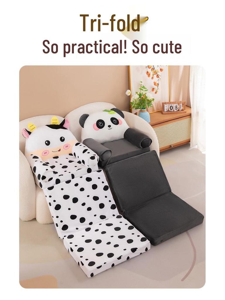 Kids' Plush Folding Stool: Panda, Capybara & Cow Design, Perfect for Playroom or Gift