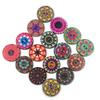 100Pcs Bohemian Style Retro Pattern Round Shape Wooden Buttons Clothing Decor