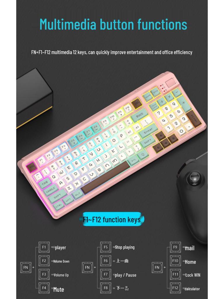 Panson K97 Dreifarbige leuchtende Gaming-Kabeltastatur - Mechanisches Gefühl für Desktop-Computer.