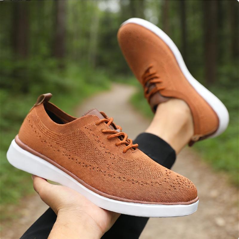 Men's Mesh Sneakers Casual Versatile Knit Shoes Lightweight Comfortable Sole Walking Shoes Breathable Non-Slip Running Shoes