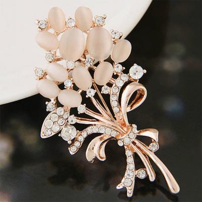 Women Vintage Rhinestone Opal Wheat Flower Brooch Pin Dress Scarf Accessory AVE