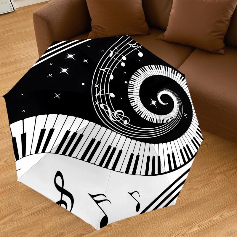1PC Music Notes Piano Keys Umbrella-8-Rib Reinforced, Automatic Open, Lightweight & Durable, Cute Fashion Accessory for Outdoor-W190